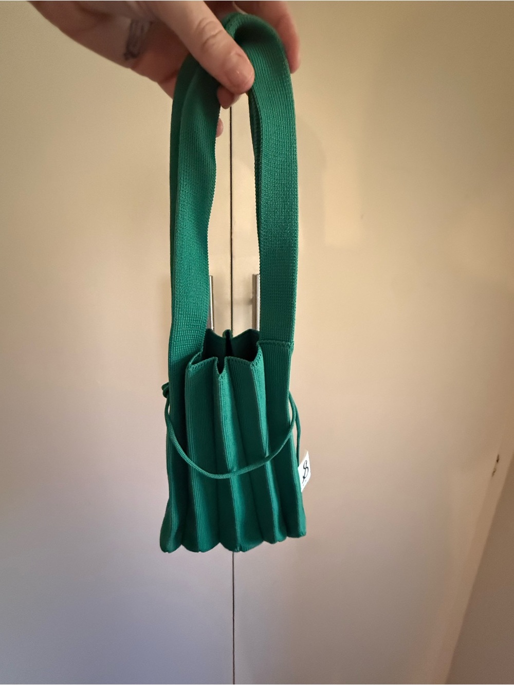 Green Pleated Shoulder Bag - Women